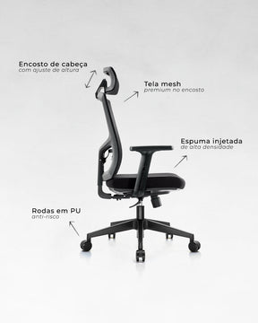 Unique Plus Preta - Cadeira Ergonômica de Escritório