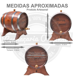 Barril De Madeira Jatobá Prime/luxo 5 Litros-(Personalizamos nome)