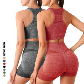 Conjunto Fitness Sem Costura Para Mulheres, Shorts de Ginástica