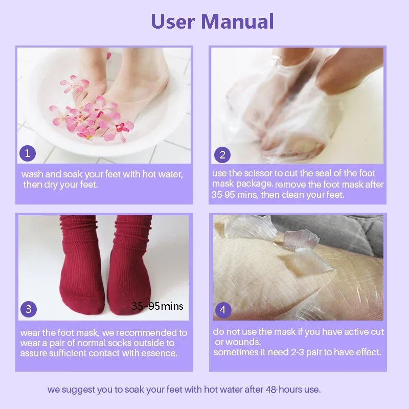 Exfoliating Foot Mask Spa Pedicure Socks Remove Dead Skin Whitening Feet Peeling Anti-Cracked Foot Skin Care