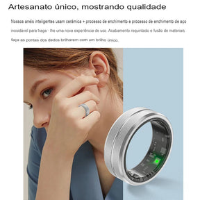 Anel inteligente Para Homem e Mulher, Frenquencia Cardiaca, Sangue, Oxigenio, Sono, Monitor de Saude, Esporte, Fitness.