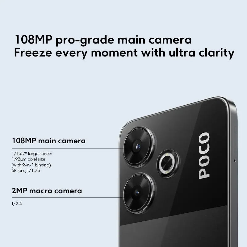 Xiaomi POCO M6 Smartphone 256GB ROM / 8GB RAM NFC MediaTek Helio G91-Ultra 33W Fast Charging 6,79 "90H