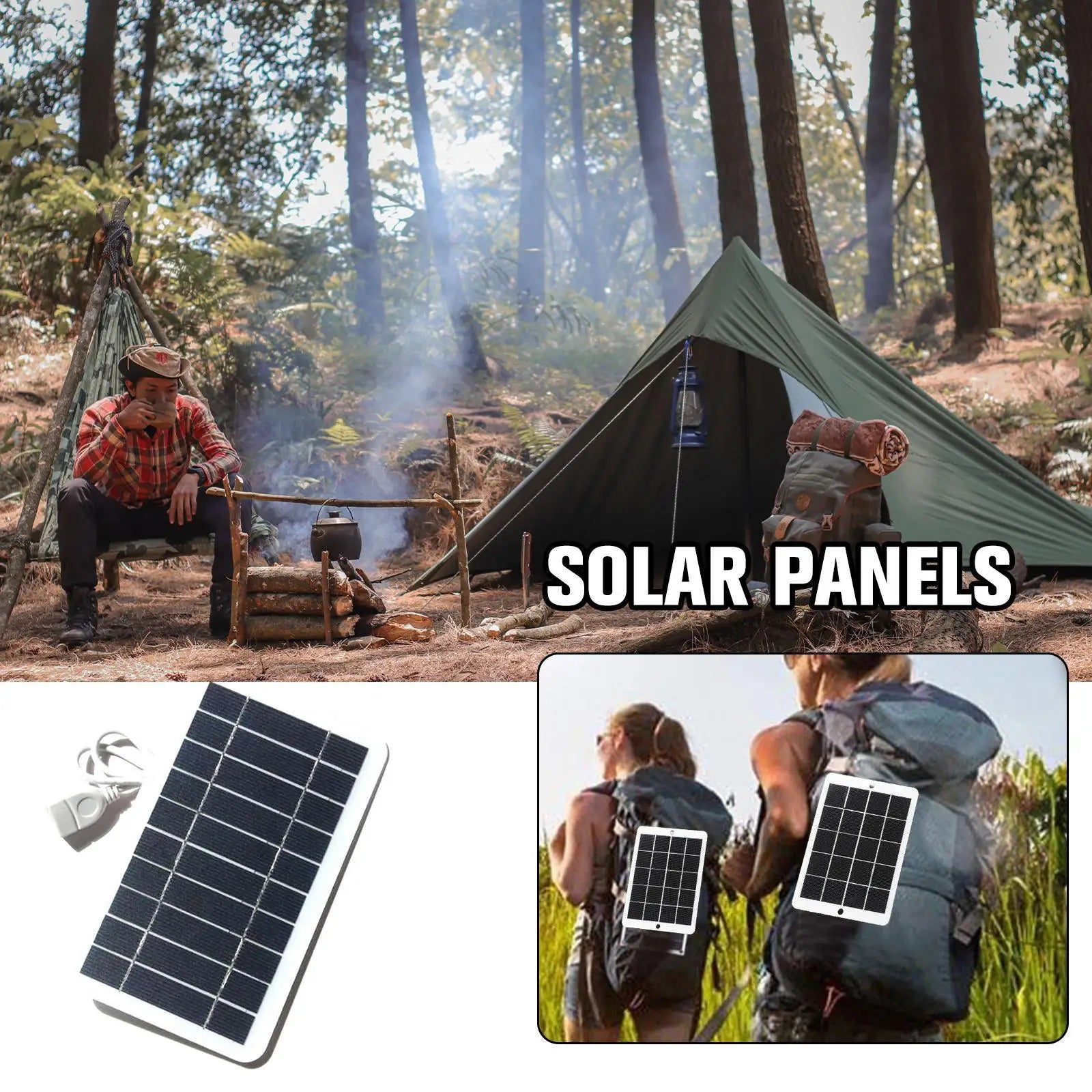 Carregador Solar Portatil Com Entrada USB