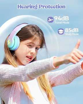 Seenda Bluetooth Wireless Headphones for Kids Boys Girls iPad Tablet School Airplane Over Ear LED Wired Headset with Mic