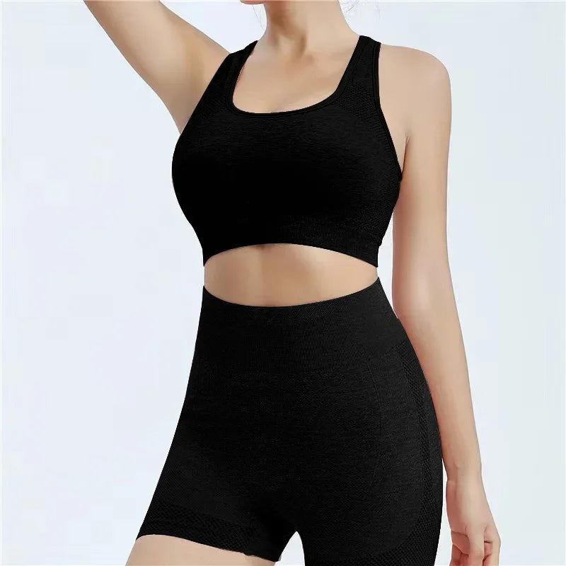 Conjunto Fitness Sem Costura Para Mulheres, Shorts de Ginástica