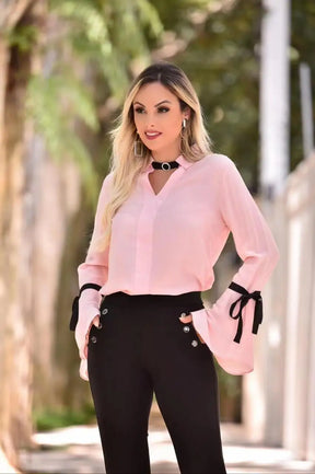 Camisa Blusa Feminina Manga Longa Flare Social Linda Diversas Cores e Tamanhos