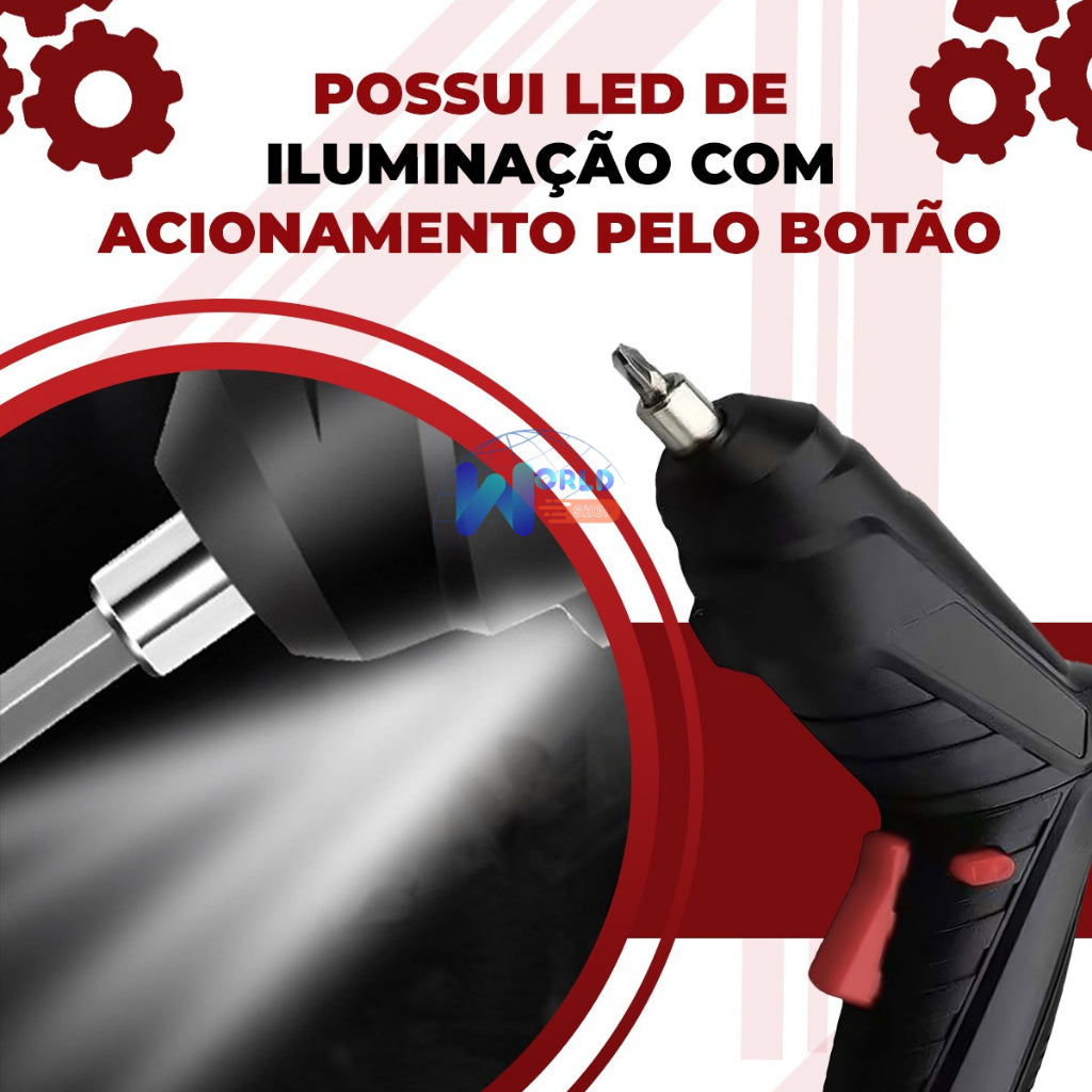 kit Parafusadeira/furadeira 48 Pçs À Bateria Carregador Usb (Dupla posição) Oferta especial