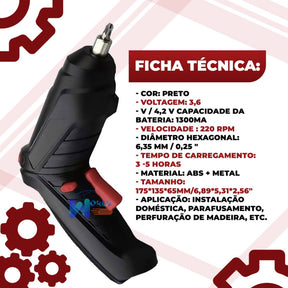 kit Parafusadeira/furadeira 48 Pçs À Bateria Carregador Usb (Dupla posição) Oferta especial