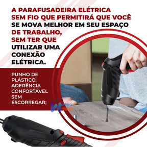 kit Parafusadeira/furadeira 48 Pçs À Bateria Carregador Usb (Dupla posição) Oferta especial