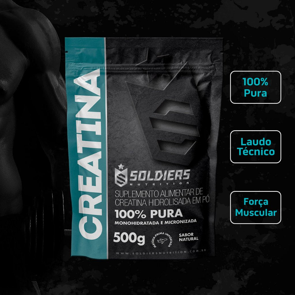 Creatina Monohidratada 500g - 100% Pura Importada - Soldiers Nutrition