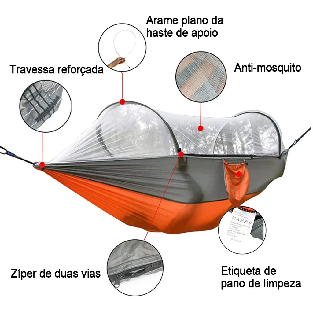 Rede De Camping Com Mosquiteiro Automatica De Nylon