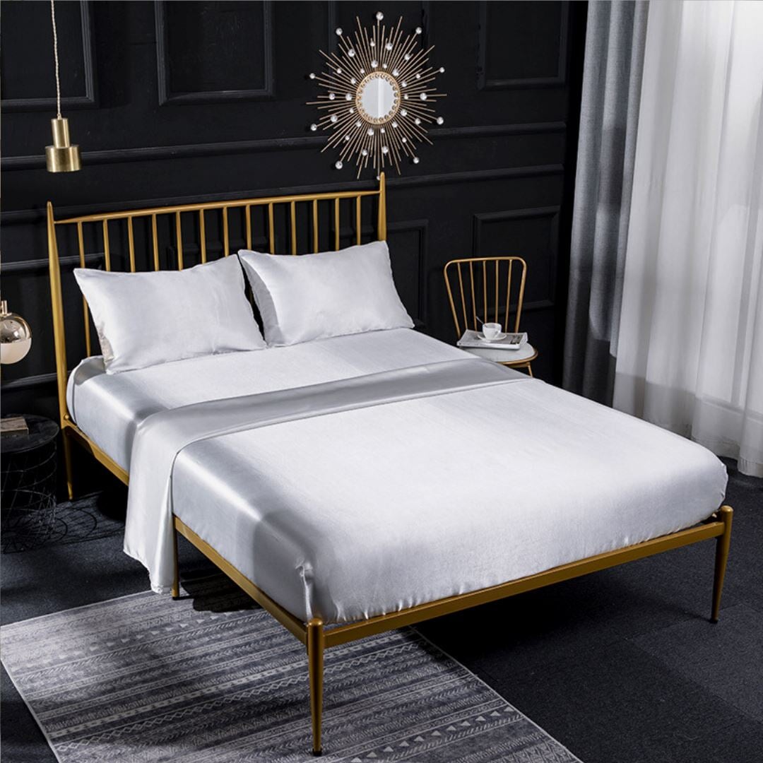 Conjunto de Roupa de Cama em Cetim de Luxo - Branco